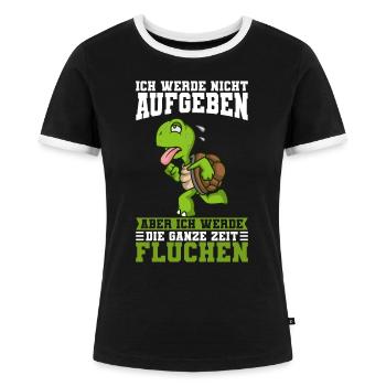 Laufen Ich Werde Nicht Aufgeben Läufer Schildkröte - Frauen Kontrast-T-Shirt - Schwarz/Weiß - Vorne - Selfina (174cm)
