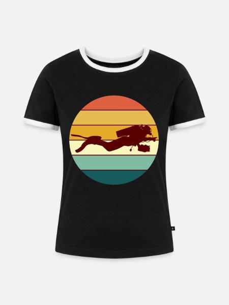 Taucher - Frauen Kontrast-T-Shirt - Schwarz/Weiß