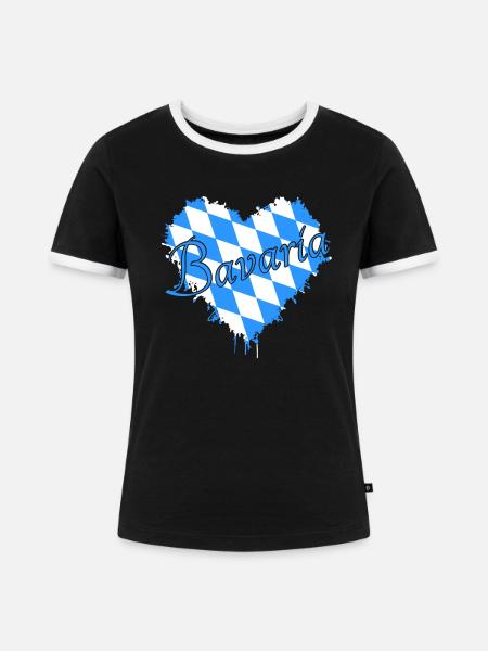 Bavaria Bayern - Frauen Kontrast-T-Shirt - Schwarz/Weiß