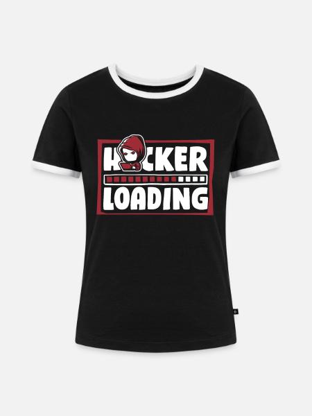 Hacker Loading Phishing Sniffer Social - Frauen Kontrast-T-Shirt - Schwarz/Weiß