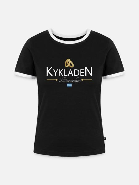 Flitterwochen Kykladen - Frauen Kontrast-T-Shirt - Schwarz/Weiß