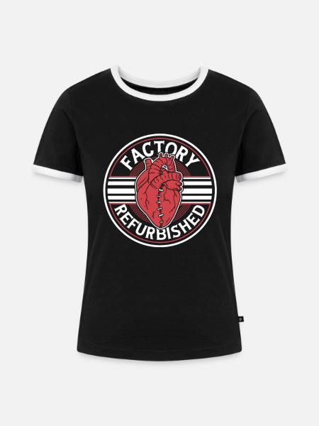 Werksüberholte Kathetertransplantation Öffnen - Frauen Kontrast-T-Shirt - Schwarz/Weiß