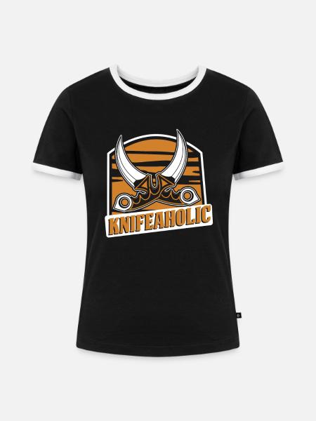 Knifeaholic Metzgermesser Sammlermesser - Frauen Kontrast-T-Shirt - Schwarz/Weiß