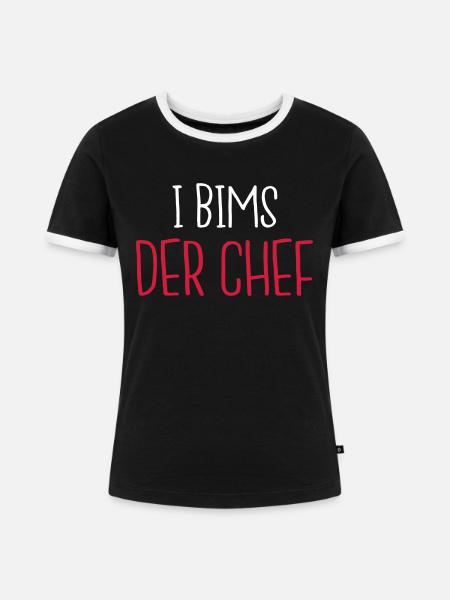 I bims der Chef - Frauen Kontrast-T-Shirt - Schwarz/Weiß