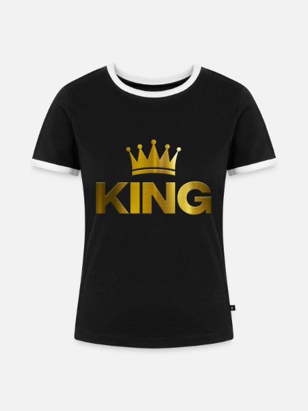 King - Frauen Kontrast-T-Shirt - Schwarz/Weiß