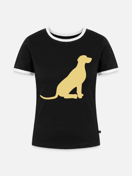 Sitz Weimaraner Vektor - Frauen Kontrast-T-Shirt - Schwarz/Weiß