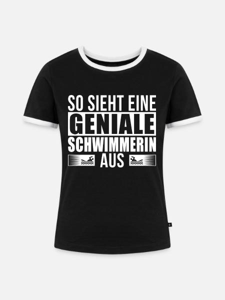 Geniale Schwimmerin - Frauen Kontrast-T-Shirt - Schwarz/Weiß