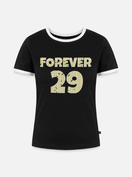 forever 29 - Frauen Kontrast-T-Shirt - Schwarz/Weiß