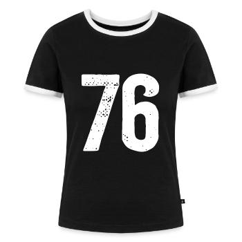 76 Zahlen Weiß - Frauen Kontrast-T-Shirt - Schwarz/Weiß - Vorne - Selfina (174cm)