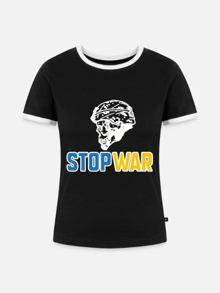 Stoppt den Krieg - Frauen Kontrast-T-Shirt - Schwarz/Weiß