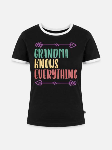 Oma weiß alles Großmutter Großmutter - Frauen Kontrast-T-Shirt - Schwarz/Weiß