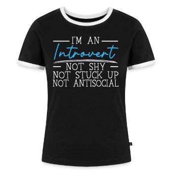 Introvertierte Persönlichkeit Introvertiert Introvertiert - Frauen Kontrast-T-Shirt - Schwarz/Weiß - Vorne - Selfina (174cm)