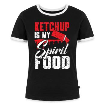 Ketchup ist mein Spirit Food Lover Gewürze - Frauen Kontrast-T-Shirt - Schwarz/Weiß - Vorne - Selfina (174cm)