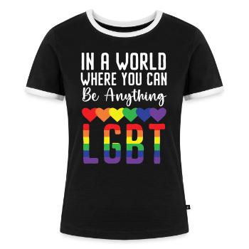 Gay Rights Rainbow Pride LGBTQ Gay Pride Parade - Frauen Kontrast-T-Shirt - Schwarz/Weiß - Vorne - Selfina (174cm)