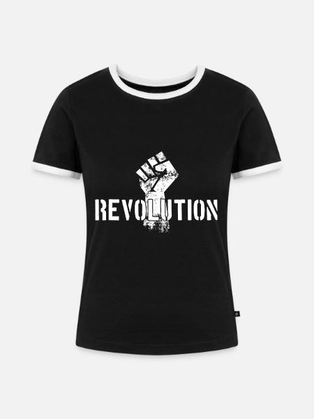 REVOLUTION DEMONSTRATION WIDERSTAND - Frauen Kontrast-T-Shirt - Schwarz/Weiß
