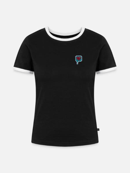 Pixelheart - Frauen Kontrast-T-Shirt - Schwarz/Weiß