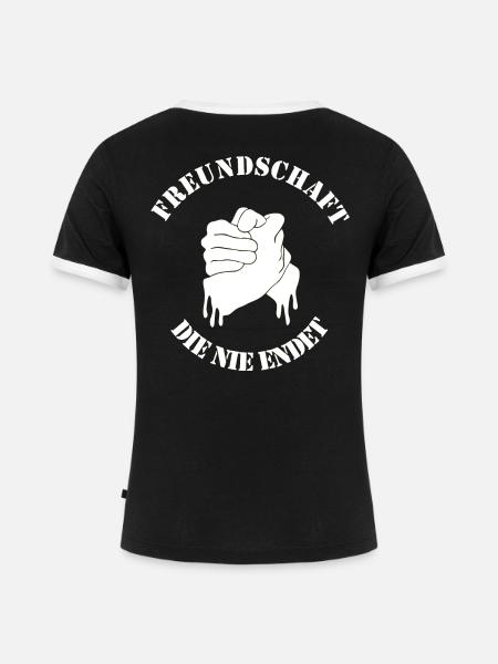 Freundschaftslogo Hand in Hand - Frauen Kontrast-T-Shirt - Schwarz/Weiß