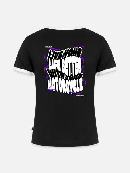 Motorcycle x MR DESIGNS  - Frauen Kontrast-T-Shirt - Schwarz/Weiß