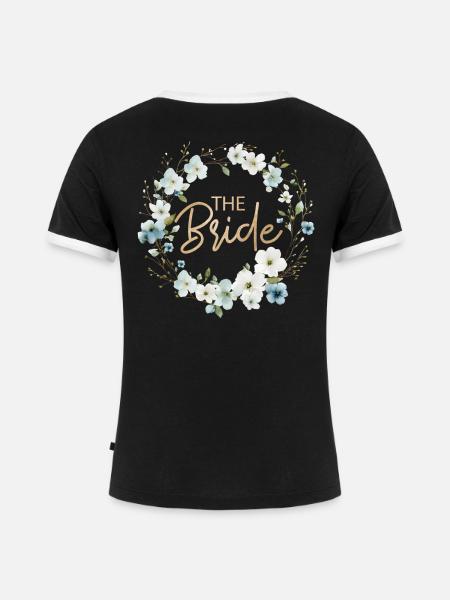 The Bride Weiss Blau Blumenkranz - Frauen Kontrast-T-Shirt - Schwarz/Weiß