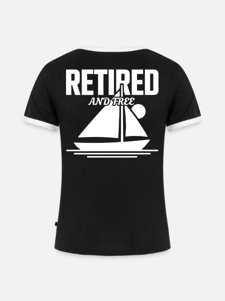Frei im Ruhestand - Frauen Kontrast-T-Shirt - Schwarz/Weiß