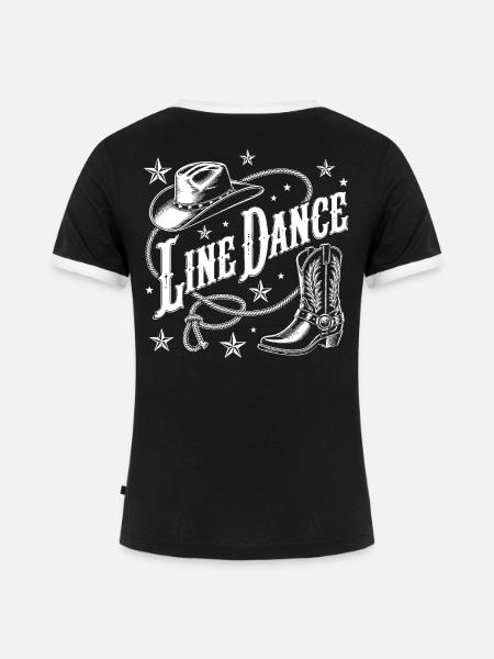 Line Dance Cowboy Flair - Frauen Kontrast-T-Shirt - Schwarz/Weiß