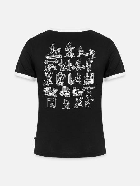 Backprint Training Workout Gym Muskelaufbau - Frauen Kontrast-T-Shirt - Schwarz/Weiß