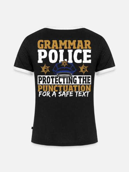 Grammatik-Polizei Rechntschreibung - Frauen Kontrast-T-Shirt - Schwarz/Weiß