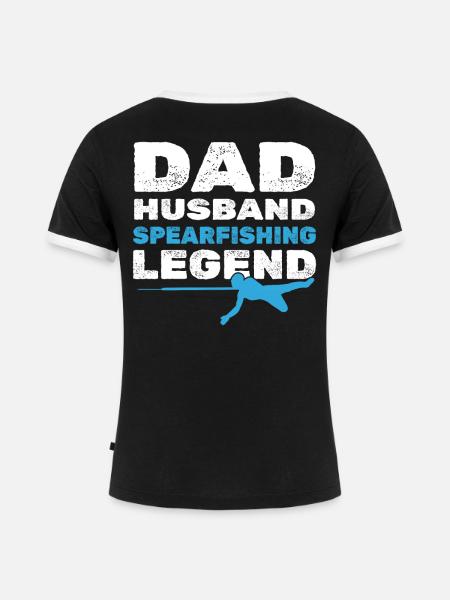 Vater Ehemann Speerfischer-Legende - Frauen Kontrast-T-Shirt - Schwarz/Weiß