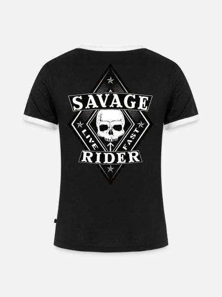Savage Rider - Frauen Kontrast-T-Shirt - Schwarz/Weiß