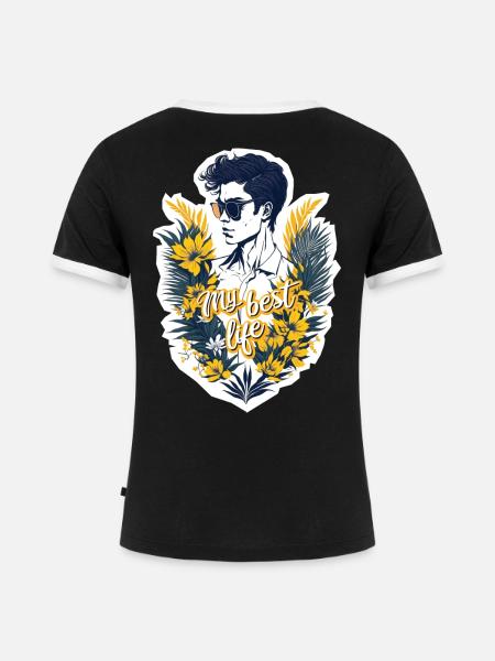 Mein bestes Leben - Frauen Kontrast-T-Shirt - Schwarz/Weiß