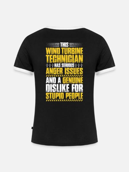Servicetechniker Windenergieanlagen Windenergie - Frauen Kontrast-T-Shirt - Schwarz/Weiß