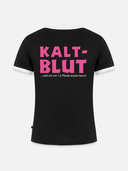 Kaltblut =1,5_Pferde-2 - Frauen Kontrast-T-Shirt - Schwarz/Weiß