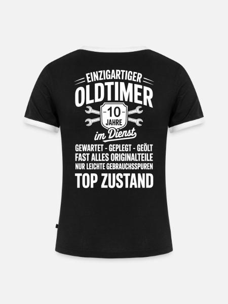 bester Mitarbeiter - Oldtimer Mechaniker - Frauen Kontrast-T-Shirt - Schwarz/Weiß