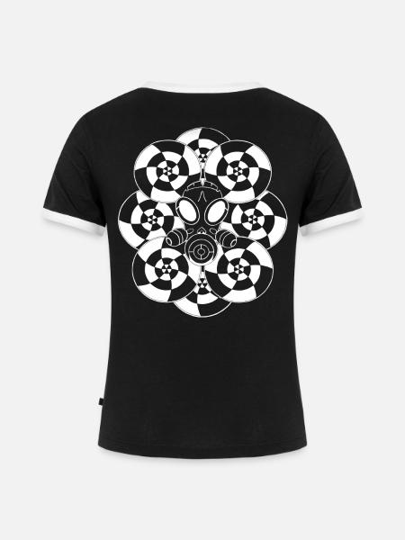 Gasmaske - Frauen Kontrast-T-Shirt - Schwarz/Weiß