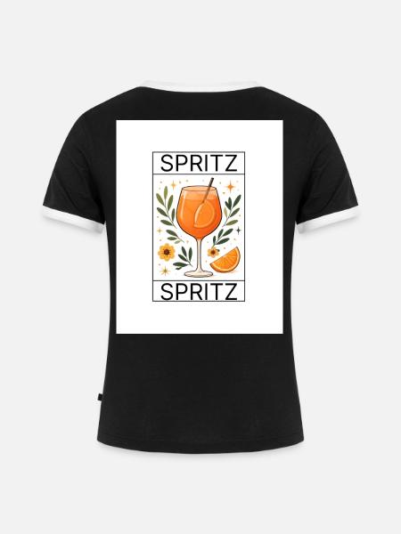 Spritz Glas Botanik Design - Frauen Kontrast-T-Shirt - Schwarz/Weiß