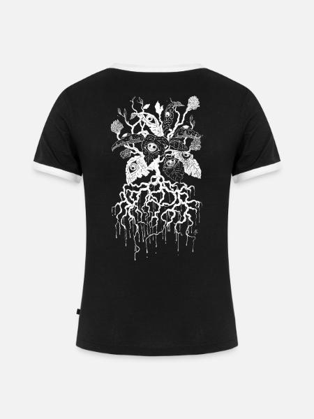 Blütenblätter der Vision - Frauen Kontrast-T-Shirt - Schwarz/Weiß