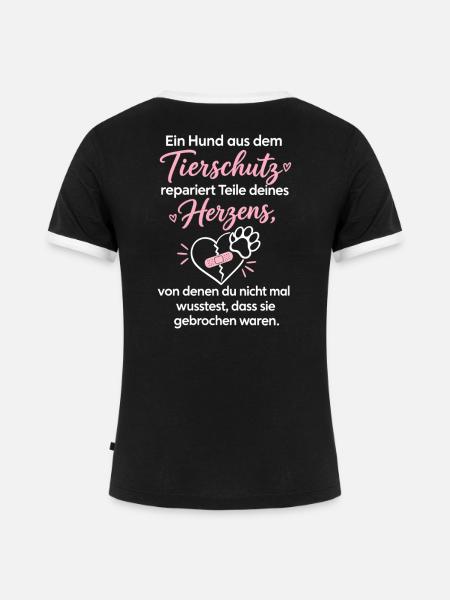 Tierschutzhund Herzensretter Design - Frauen Kontrast-T-Shirt - Schwarz/Weiß