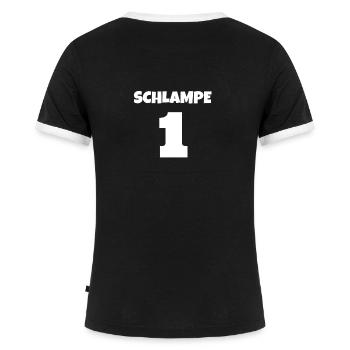 Nummer 1! - Frauen Kontrast-T-Shirt - Schwarz/Weiß - Hinten - Selfina (174cm)