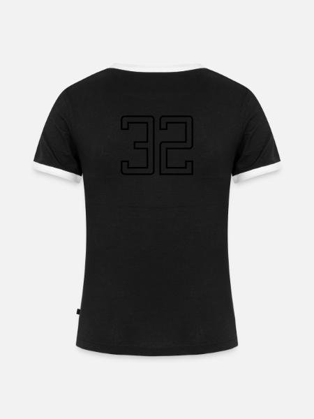Nummer 32 (Universitätsstil) - Frauen Kontrast-T-Shirt - Schwarz/Weiß