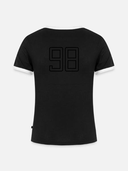 Nummer 98 (Universitätsstil) - Frauen Kontrast-T-Shirt - Schwarz/Weiß