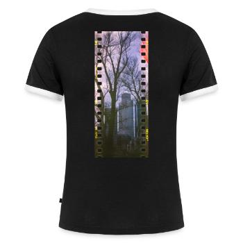 Frankfurt Skyline Panorama - Frauen Kontrast-T-Shirt - Schwarz/Weiß - Hinten - Selfina (174cm)