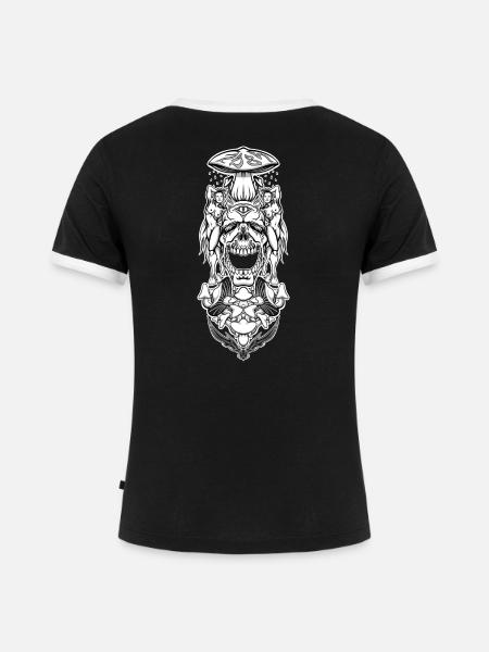 Pilz - Frauen Kontrast-T-Shirt - Schwarz/Weiß