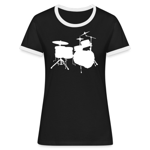 Drumset 2 Kontur weiß - Frauen Kontrast-T-Shirt