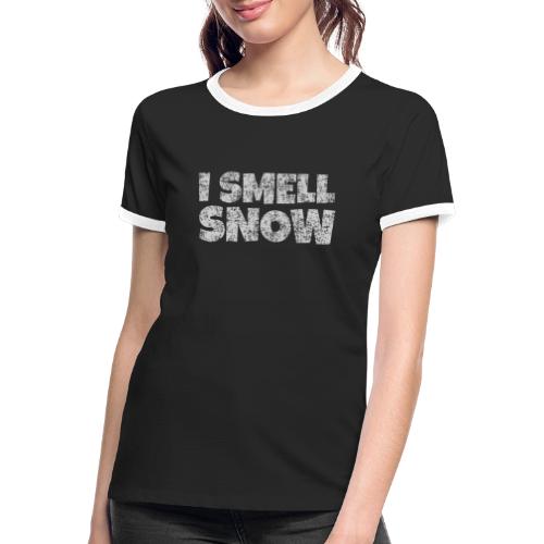I Smell Snow (Grau) Schnee, Winter, Wintersport - Frauen Kontrast-T-Shirt