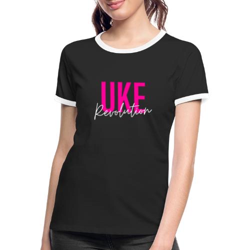 Front Only Pink Uke Revolution Name Logo - Women's Ringer T-Shirt