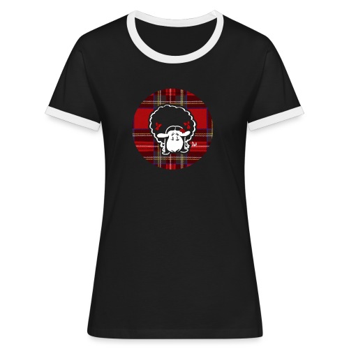 Goth Sheep Girl with tartan - Kontrast-T-shirt dam