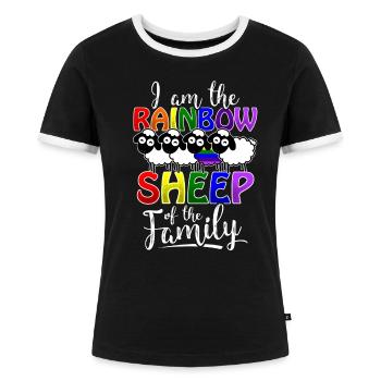 Rainbow Sheep - Gay Pride - Frauen Kontrast-T-Shirt - Schwarz/Weiß - Vorne - Selfina (174cm)