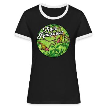 Rainforest tropics environmental protection birds jungle - Women's Ringer T-Shirt - black/white - Front - Selfina (174cm)