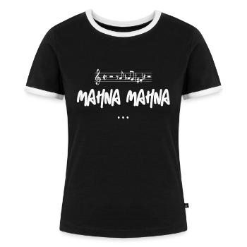 Mahna Mahna: Kultiger Musik-Spaß - Frauen Kontrast-T-Shirt - Schwarz/Weiß - Vorne - Selfina (174cm)