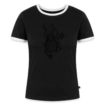 Marienkäfer Sommer Geschenk Blume Dotpainting cool - Frauen Kontrast-T-Shirt - Schwarz/Weiß - Vorne - Selfina (174cm)